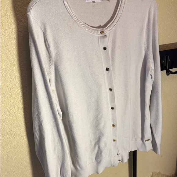 Calvin Klein Ivory Button-Up Cardigan - Picture 5 of 7